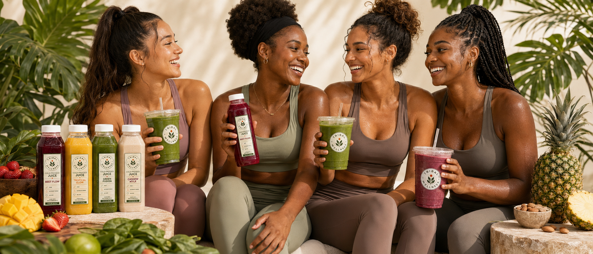 Community holding Tribal Wellness cold pressed juices